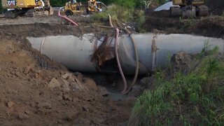 Officials visit site of water main break | Video courtesy Macomb County Executive Office