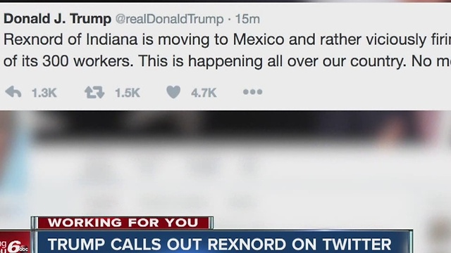 Trump calls out Rexnord on Twitter