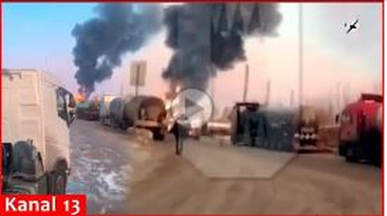 The moment of Ukrainian drones attack the next oil base in Russia
