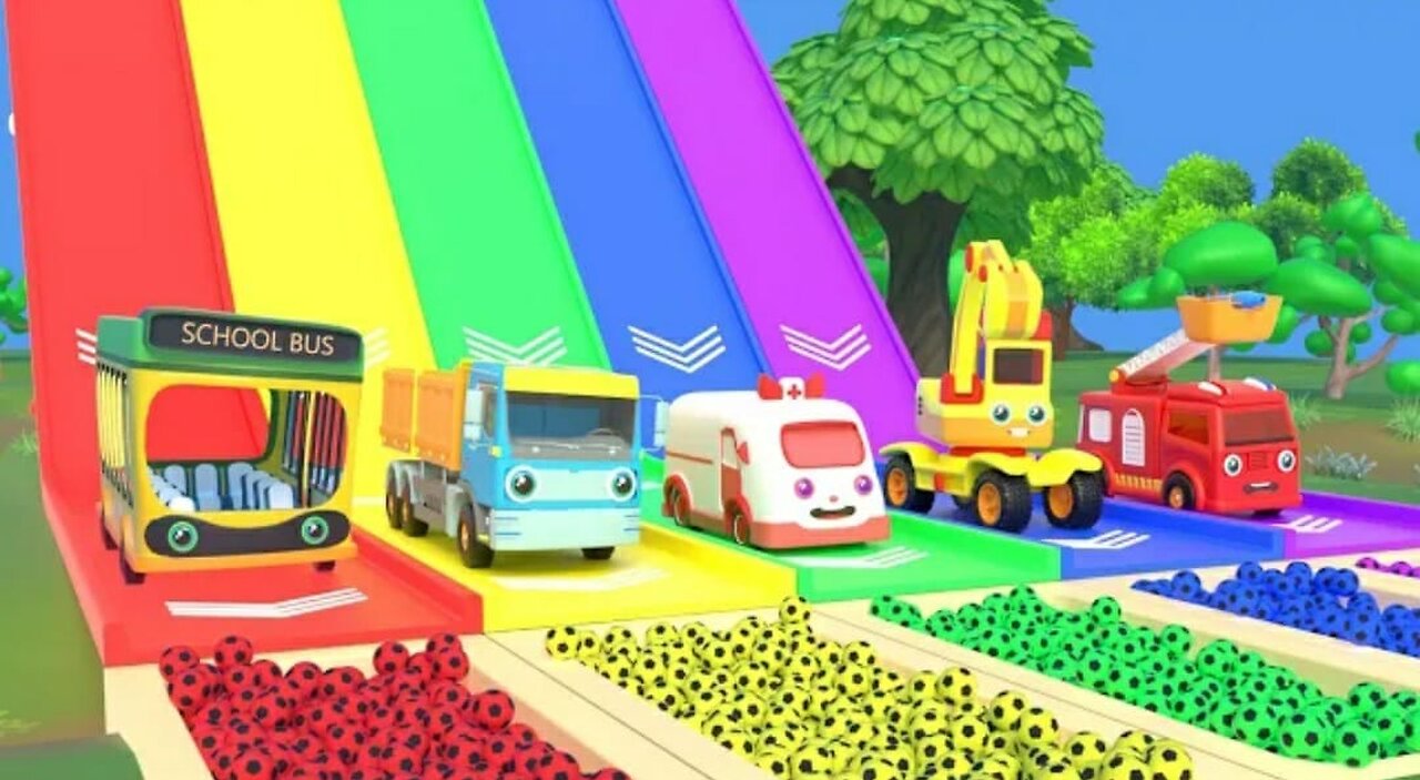 Wheels on the Bus Dance Party - Fun Cars Cartoons,Truck For Kids, Learn Car colors - Nursery Rhymes