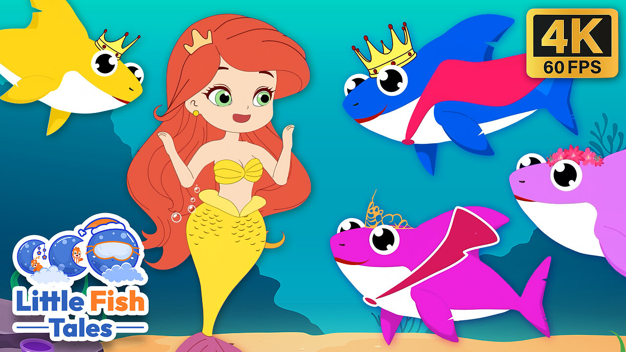 Royal Sharks | Little Mermaid | kids Song | Little Fish Tales | #babyshark #fish