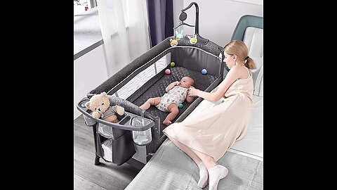 SKIH 5 in 1 baby bedside Sleeper, Bassinet with Toys & Music