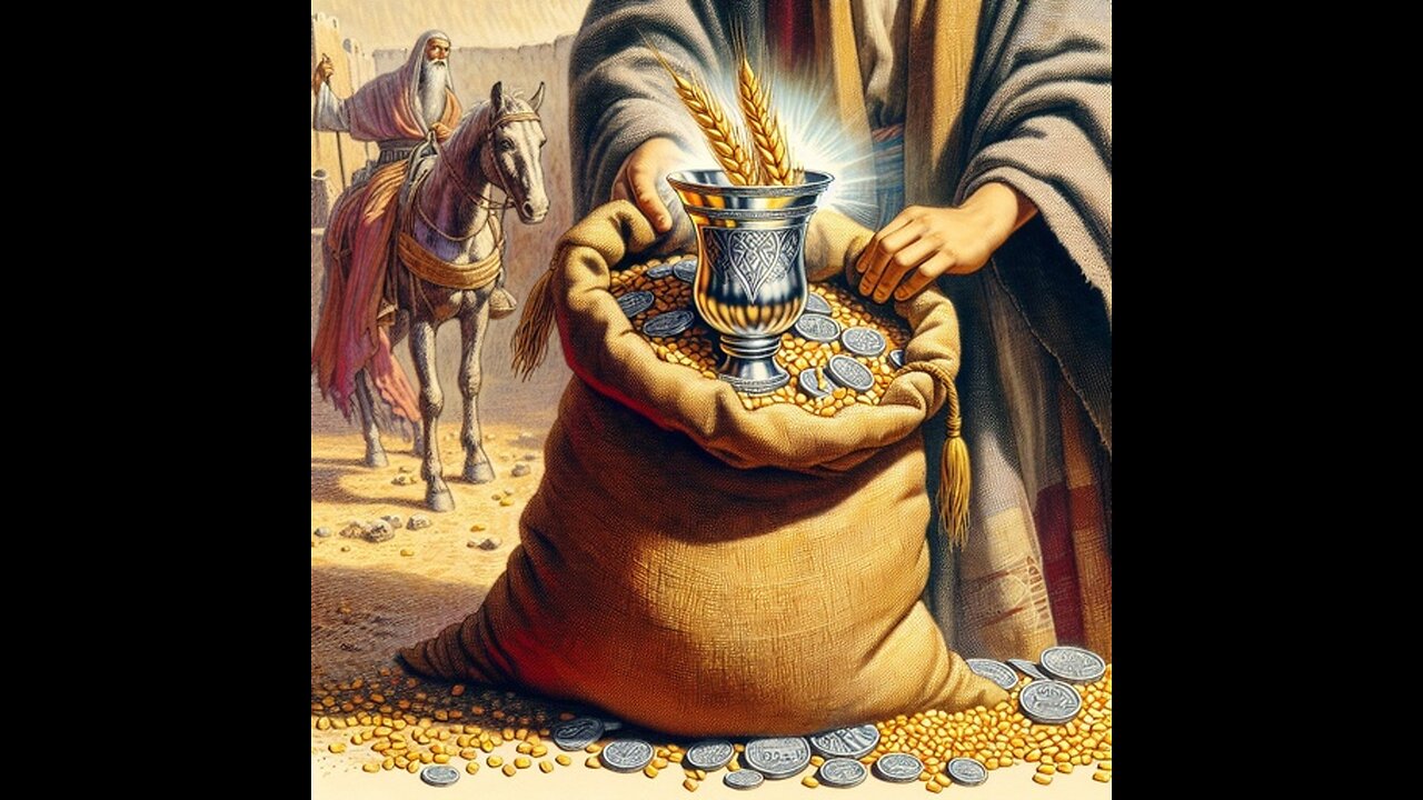 Genesis 44:1-34 The silver cup found in Benjamin's food sack.