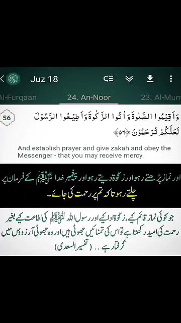 An-Noor verse no 56