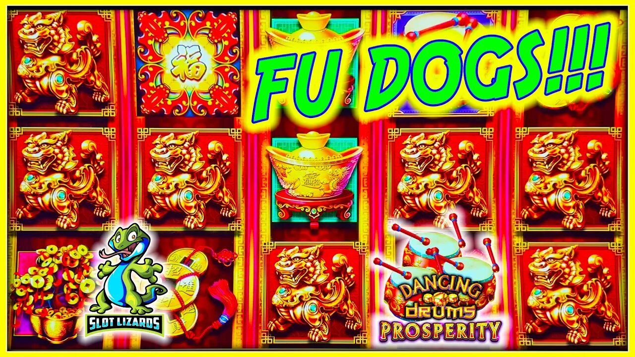 WE LOVE US SOME FU DOGS! Dancing Drums Prosperity Slot HUGE LINE HIT!