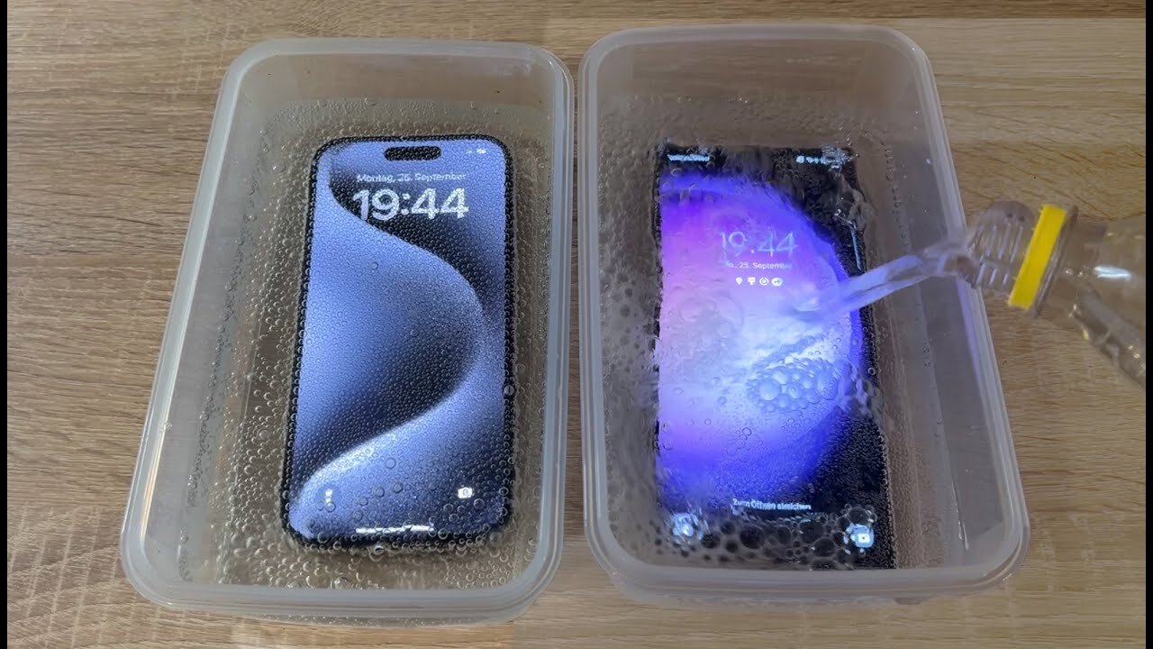 iPhone 15 Pro Max vs Samsung Galaxy S23 Ultra - Sparkling Water FREEZE Test!.