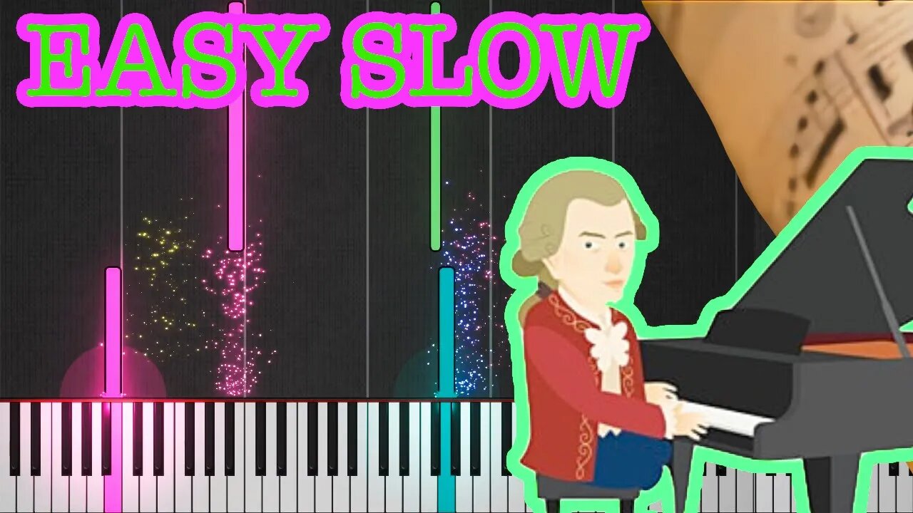 RONDO ALLA TURCA SEMPLIFICATO - TURKISH MARCH EASY SLOW PIANO TUTORIAL + SPARTITO GRATIS/FREE SHEET