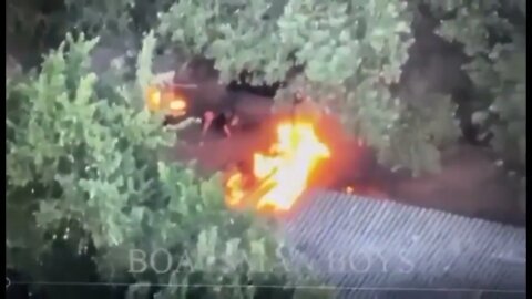 Russian soldier taking FIRE from Ukrainian forces!