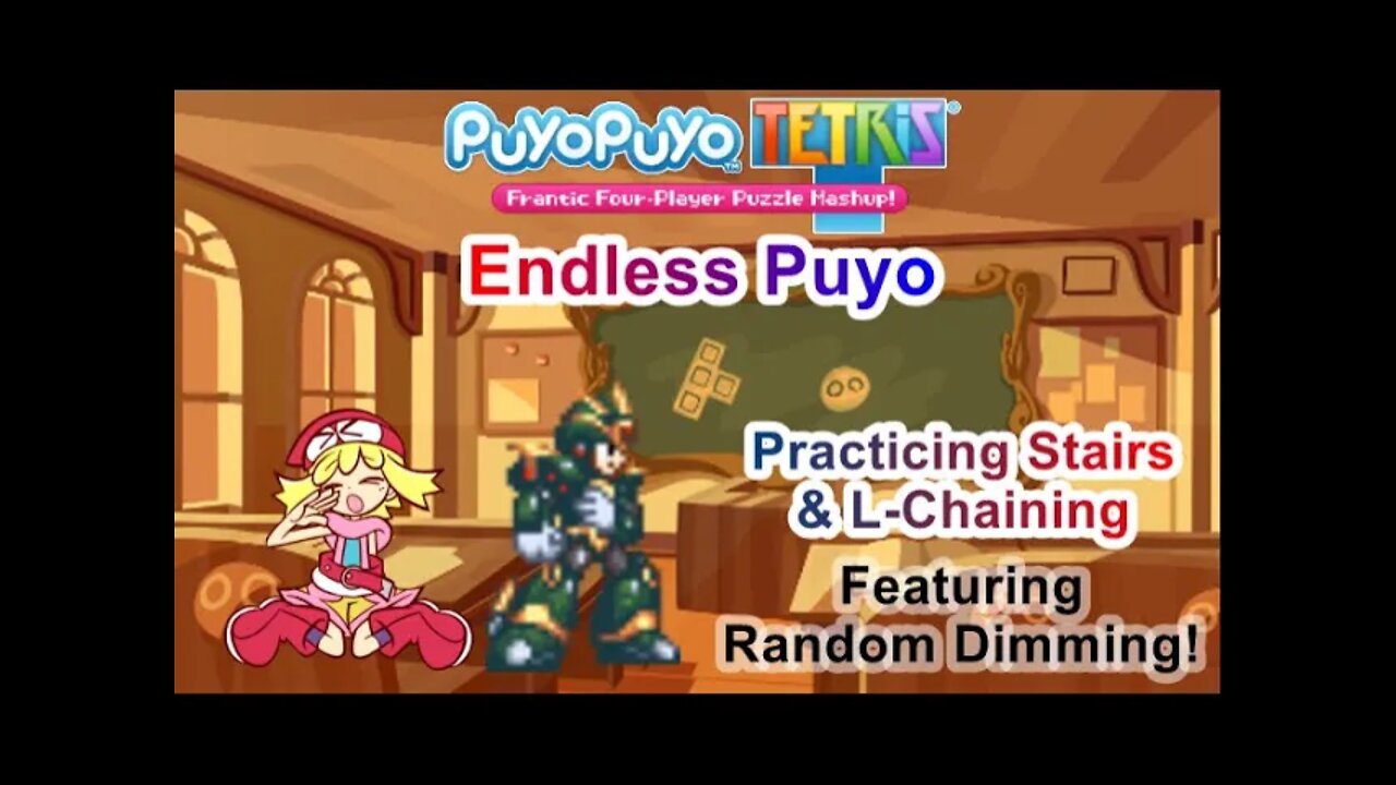 Puyo Puyo Tetris (Switch, US) - Endless Puyo - Practicing Stairs & L-Chaining - Feat. Random Dimming