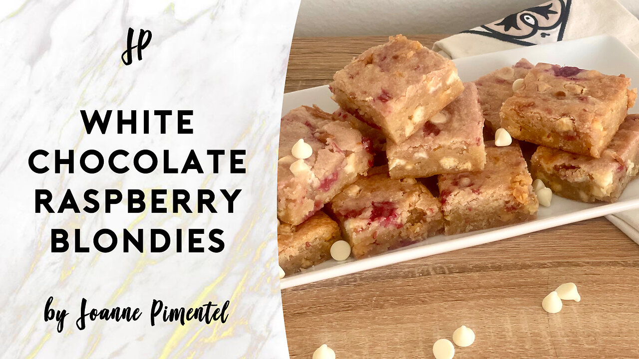 WHITE CHOCOLATE RASPBERRY BLONDIES | EASY NO ELECTRIC MIXER!