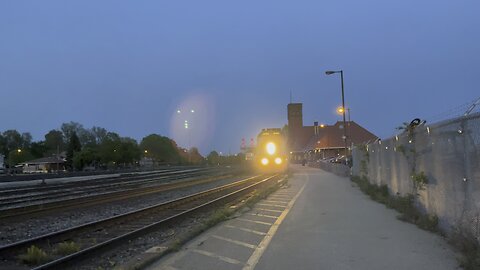 Via #79 Departing Brantford with 6 LRCs with a nice driver + horn salute