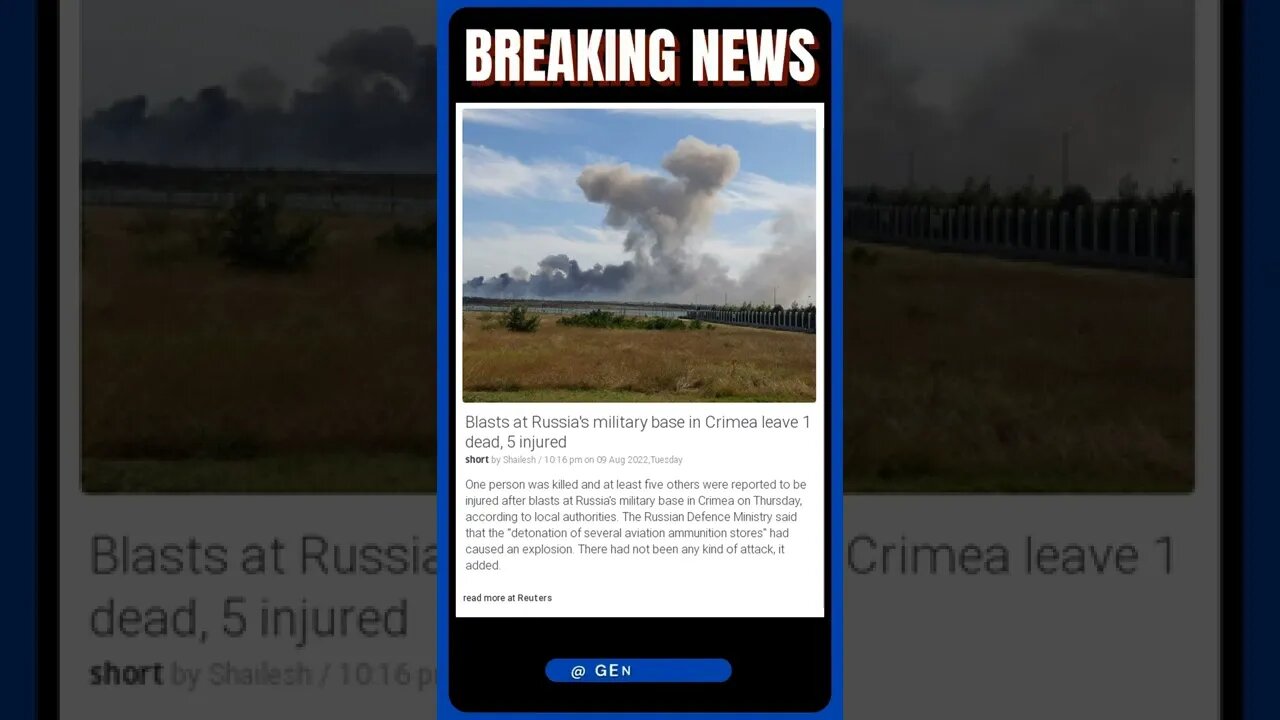 Sensational News: Blasts at Russia's military base in Crimea leave 1 dead, 5 injured #shorts #news