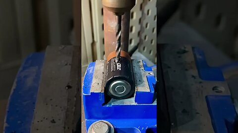 Drilling into a D size battery