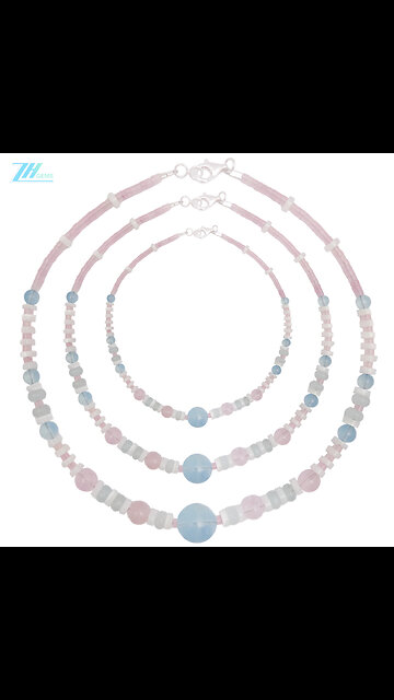 Rose Quartz jasper mop Milky Blue Aquamarine Healing Gemstone Necklace high quality03