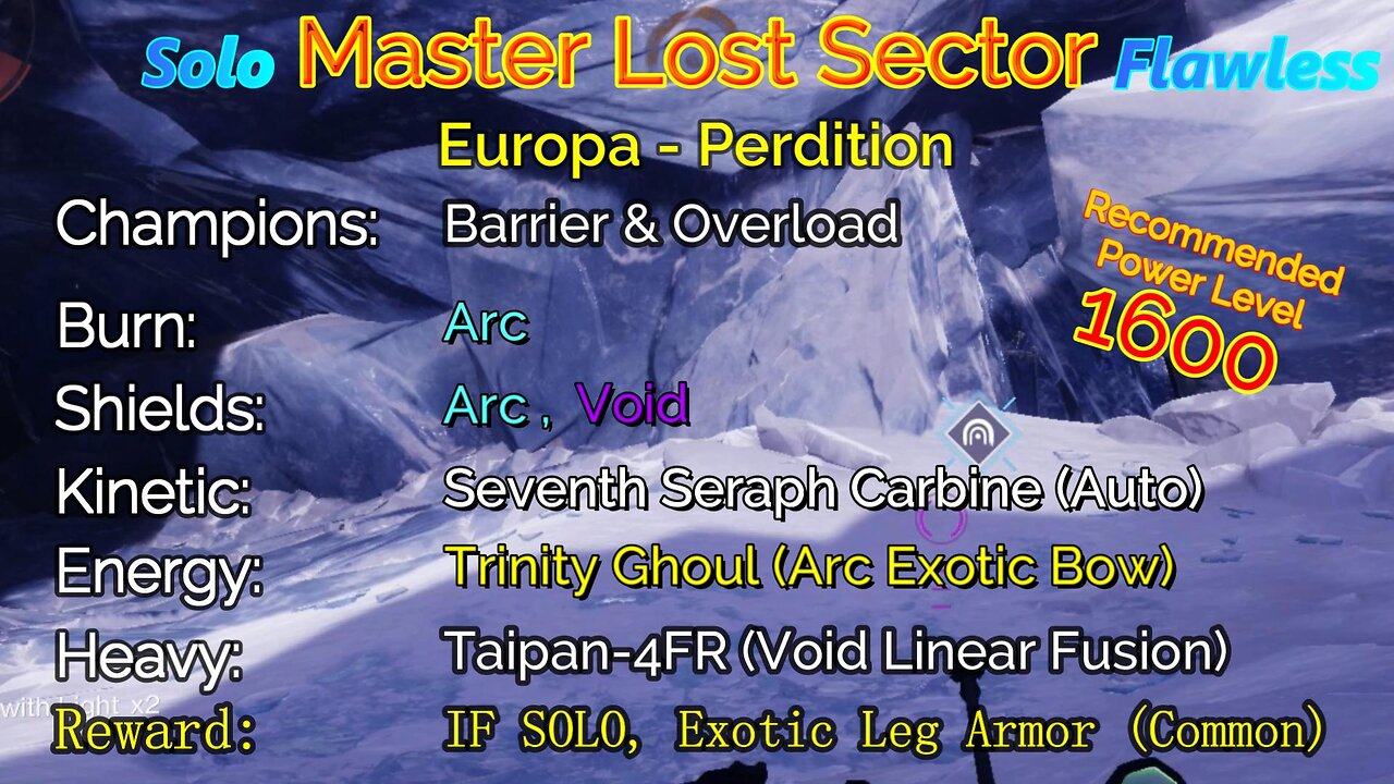 Destiny 2 Master Lost Sector: Europa - Perdition on my Warlock Solo-Flawless 12-2-22