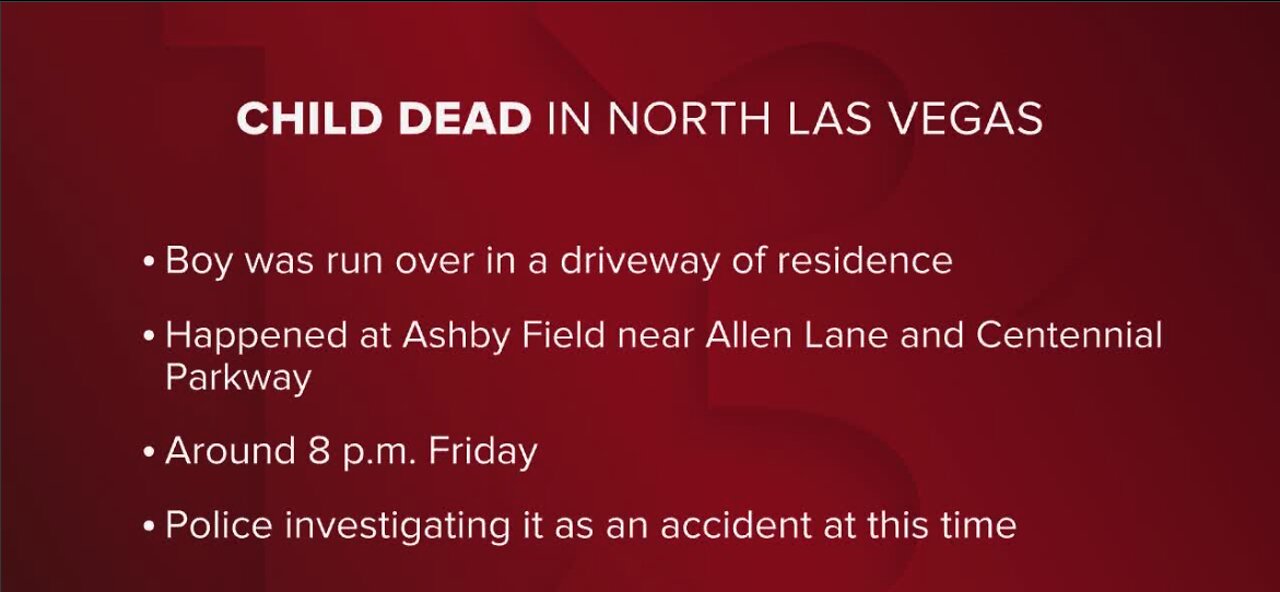 Child dead after being run over in North Las Vegas