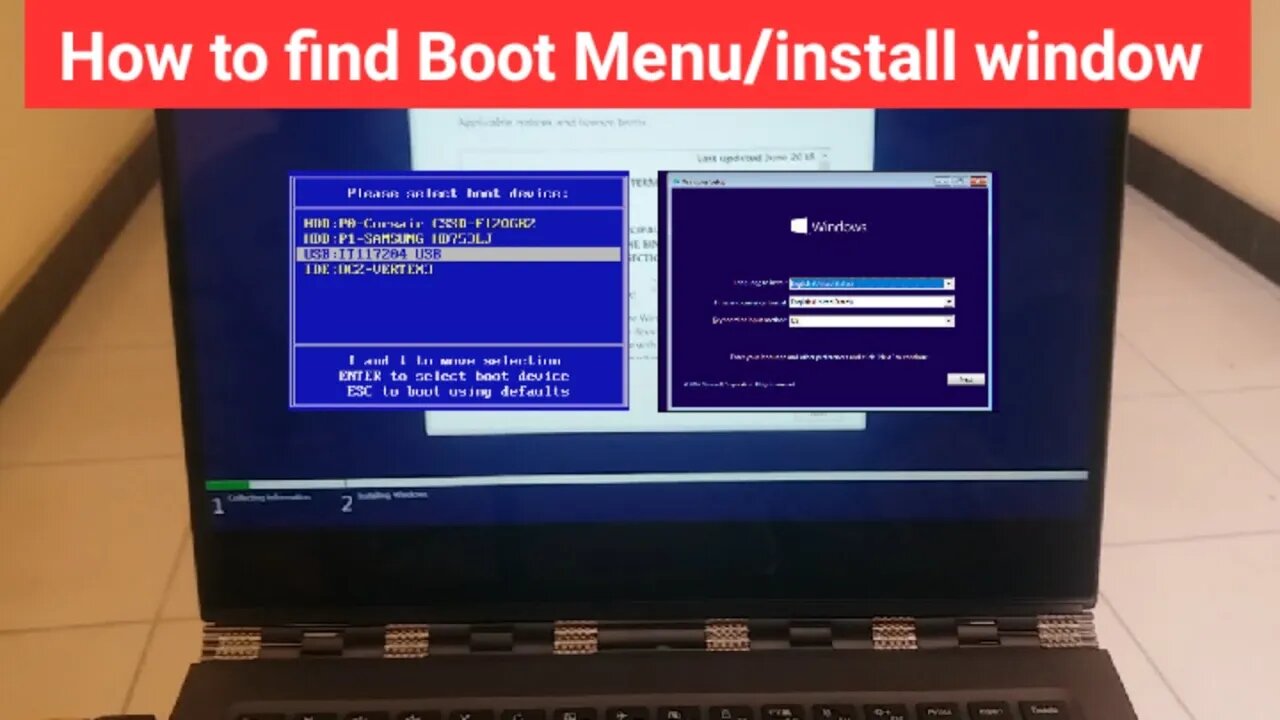 How to Find Boot Menu/Install windows on LenovoYOGA 910 Laptop