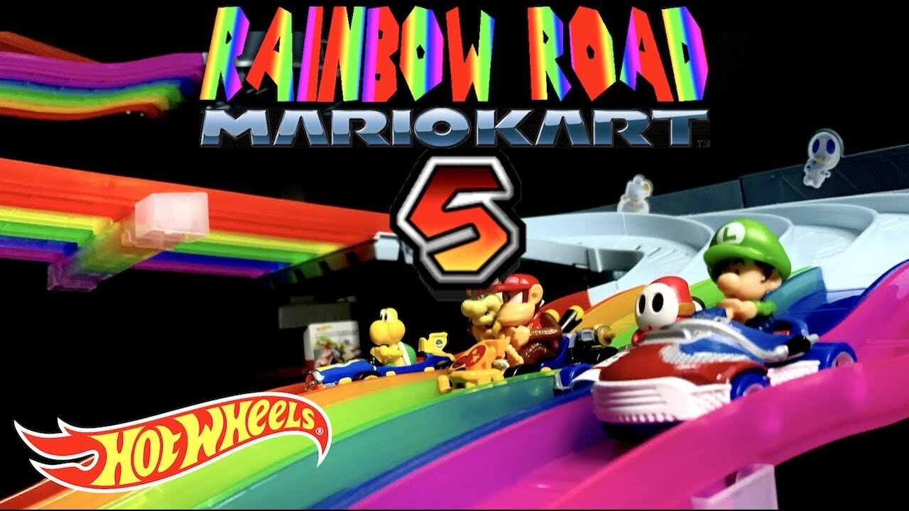 Mario Kart Hot Wheels Rainbow Road 5 : DOUBLE TRACK!!!