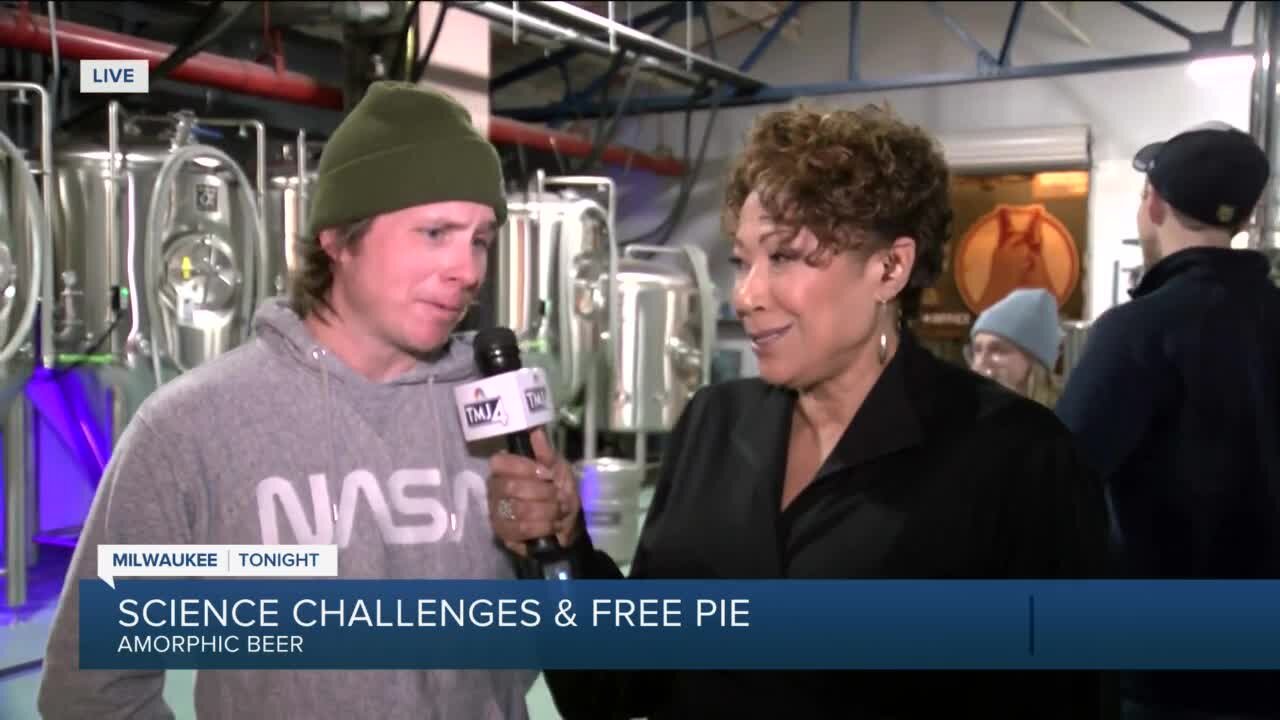 Science challenges, free pie at Amorphic Beer