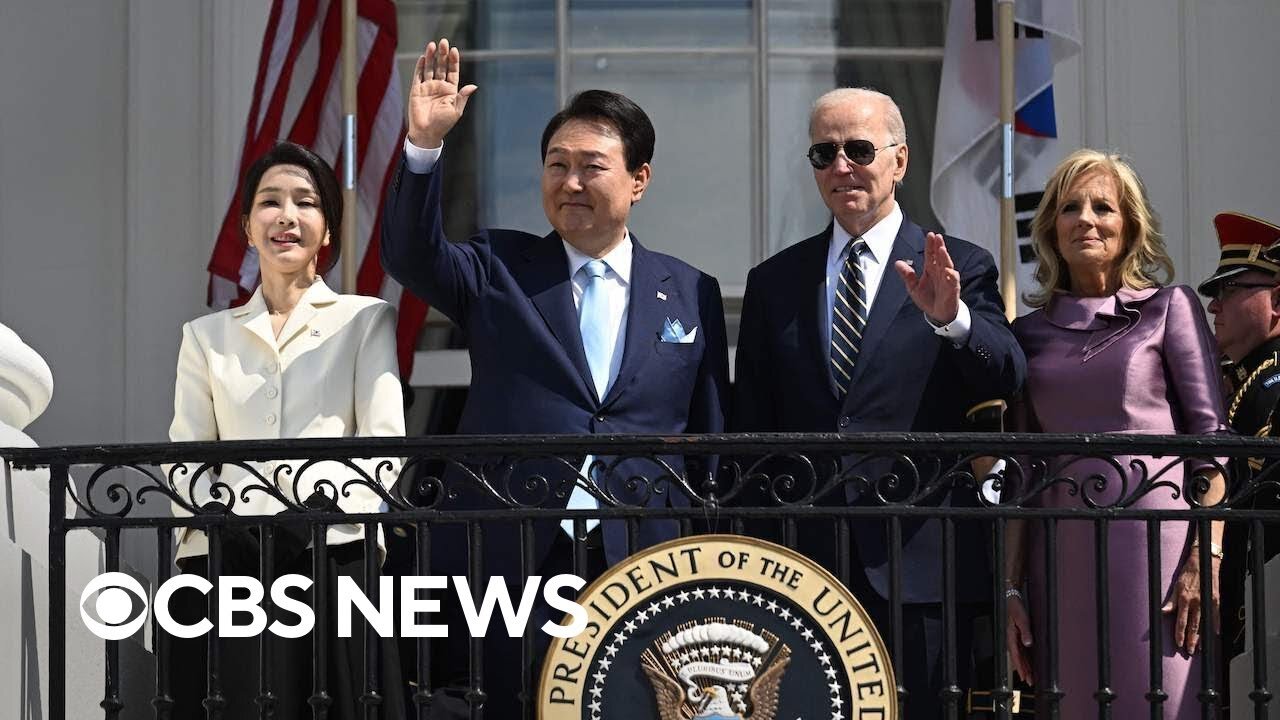 Bidens welcome South Korean President Yoon, wife to White House for state visit | full video