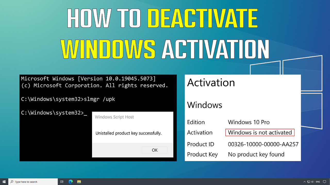 How to Deactivate Windows Activation By Removing Product Key