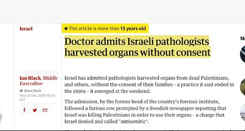 ISRAELI ORGAN HARVESTING IS A "FACT" - CREDIT - THE LAST AMERICAN VAGABOND - HTTPS://VIGILANTE.TV/