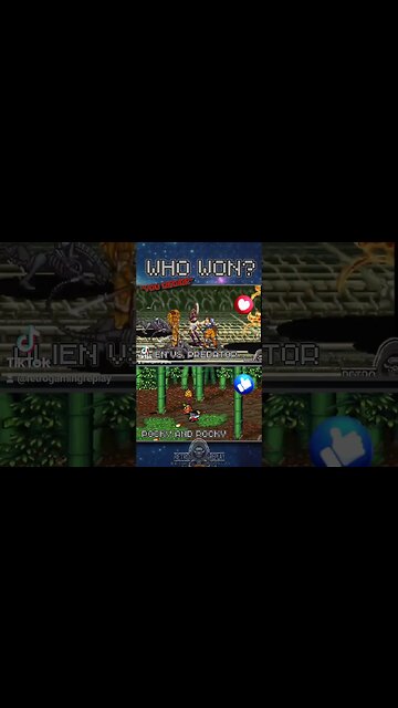 let us know who wins -- alien vs predator versus Pocky and Rocky. #avp #pockyandrocky #snes #arcade