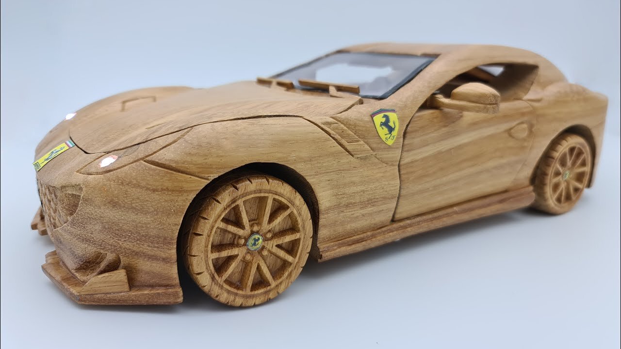 Wood carving - DIY Ferrari F12tdf Cristiano Ronaldo CR7 extremely simple wooden