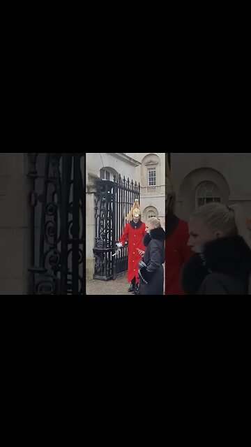Boy runs screaming 😱 scared of the kings guard #horseguardsparade