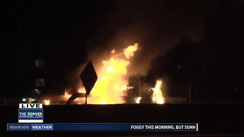 Truck catches fire on I-25 at Belleview in Denver Tech Center