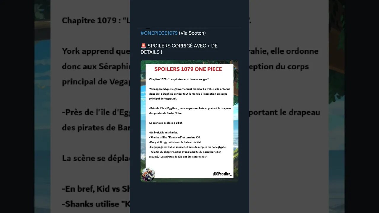 #ONEPIECE1079 (Via Scotch)🚨 SPOILERS CORRIGÉ AVEC + DE DÉTAILS
