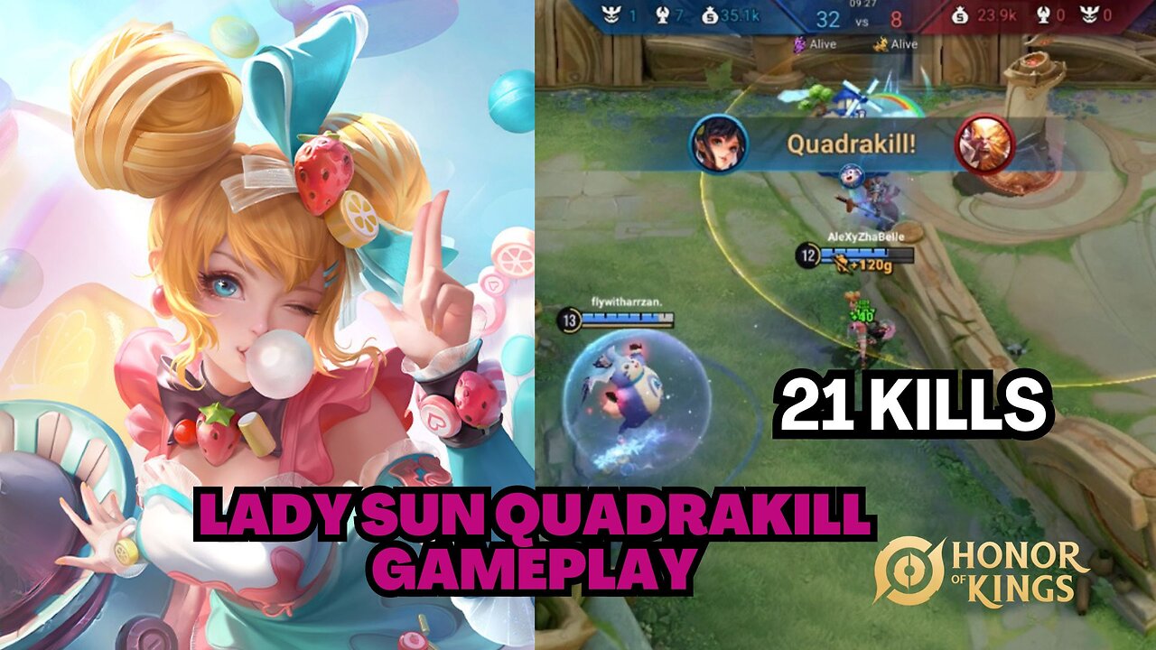 Honor of Kings - LADY SUN QUADRAKILL GAMEPLAY