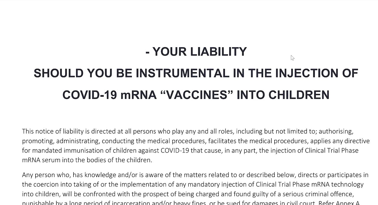 Children in Australia – Notice of Liability