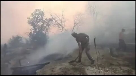 The Aftermath of Ukrainian positions after Russia shells them.