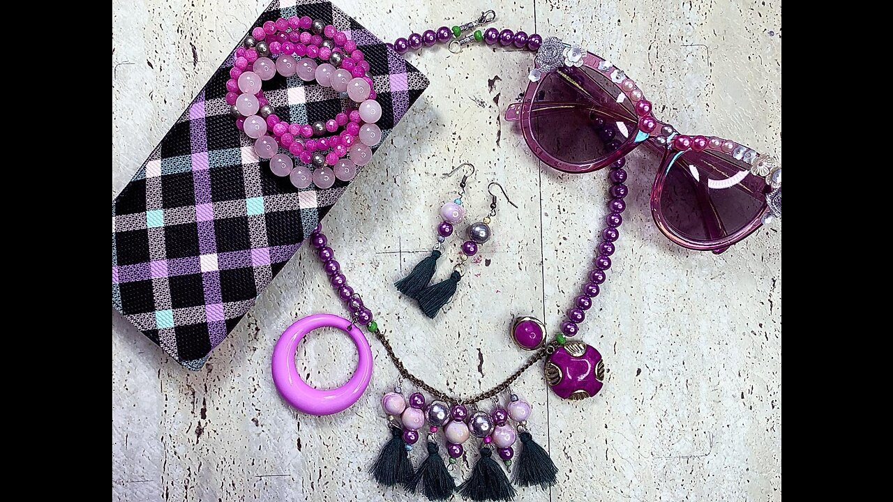 Making a Unique Purple Necklace using Recycled Materials