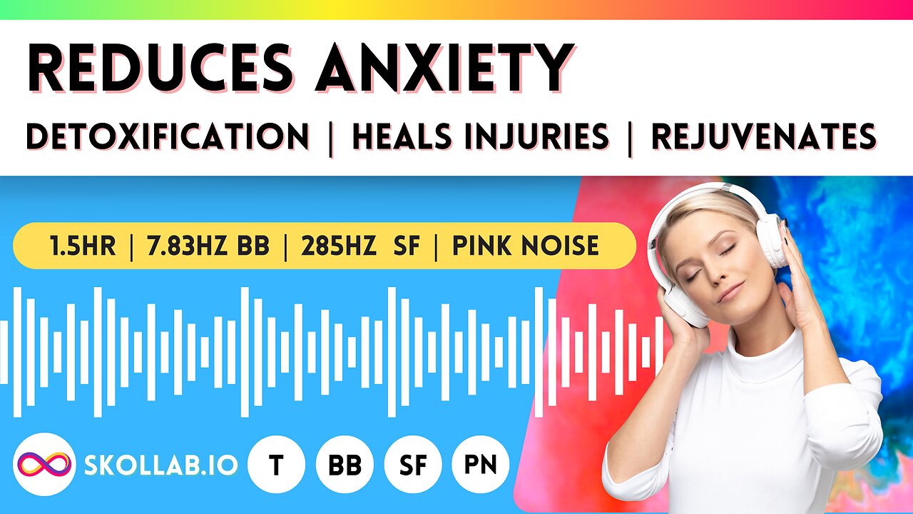 Reduce Anxiety + Detoxification + Healing | 7.8Hz Theta Binaural Beat + 285Hz Solfeggio + Pink noise