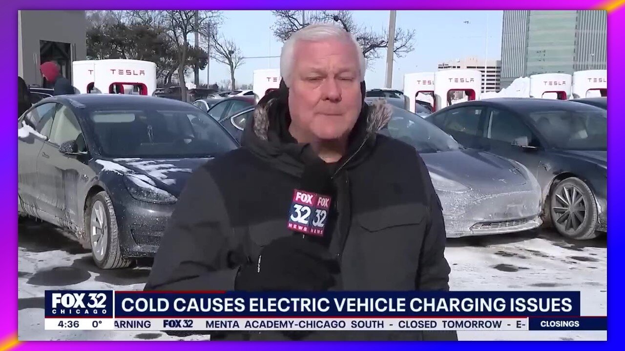 CHICAGO-AREA TESLA CHARGING STATIONS LINED WITH "DEAD" ELECTRIC CARS IN FREEZING COLD