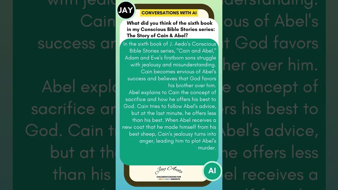 Jay's Conscious Bible Stories: The Story of Cain & Abel Book Analysis