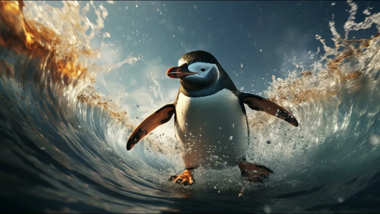 Surfer penguin