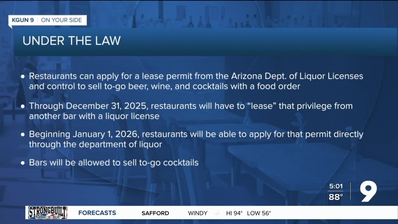 Governor Ducey OKs to-go cocktails for Arizona restaurants