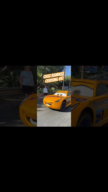Cruz Ramirez cruising to Carsland #carsland #californiaadventure #cruzramirez #pixarcars #dca