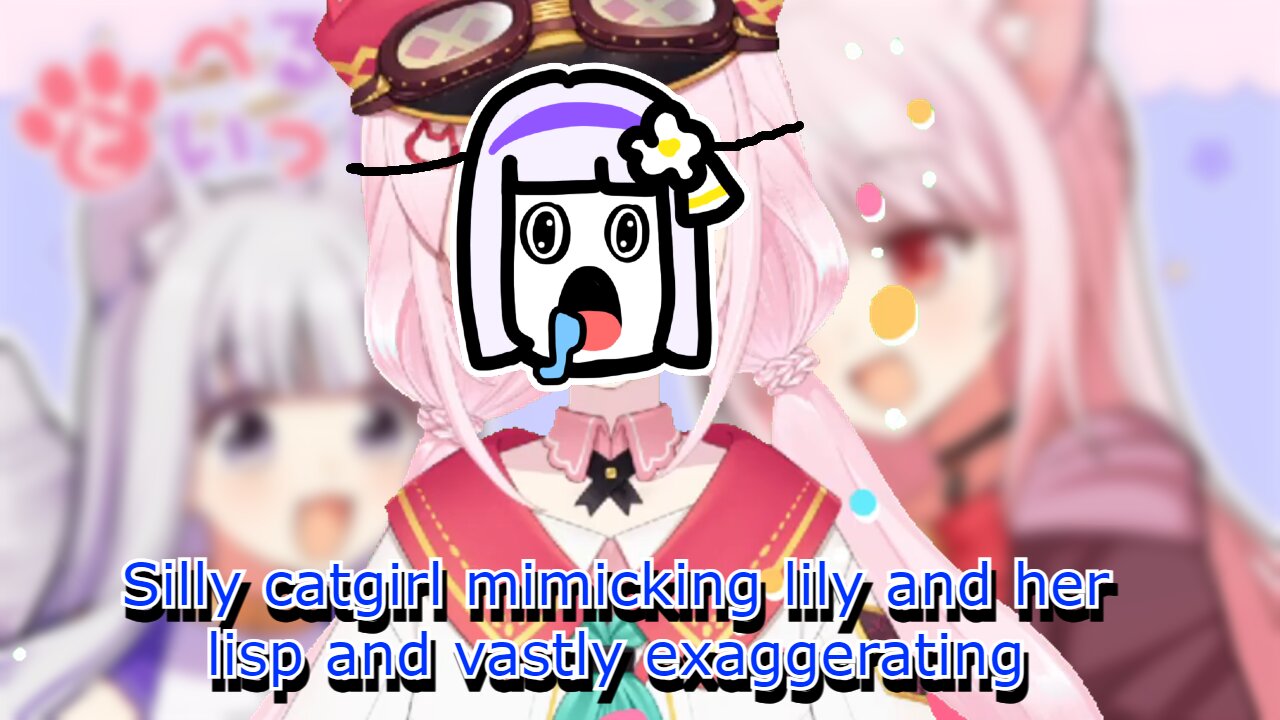 comedian catgirl Bell Nekonogi mimics vtuber Shirayuri lily while over over exaggerating
