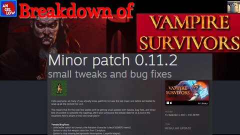 Breakdown of Vampire Survivors 0.11.2 Patch! Road to V 1.0! Small Tweaks and Bug Fixes till then!