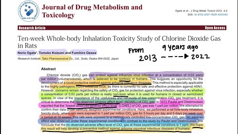 Ten-week whole-body inhalation toxicity study of chlorine dioxide gas