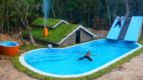 🏡 121 Days Building Epic Underground House with Water Slide! 🌊🏊‍♂️