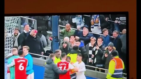 crazy Tottenham fan kicks Arsenal player