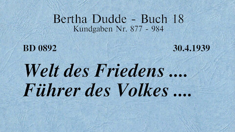 BD 0892 - WELT DES FRIEDENS .... FÜHRER DES VOLKES ....
