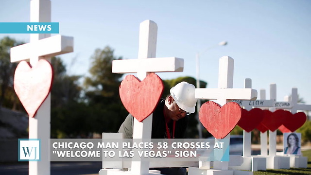 Chicago Man Places 58 Crosses At "Welcome to Las Vegas" Sign