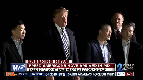 Freed N. Korean detainees arrive at Joint Base Andrews