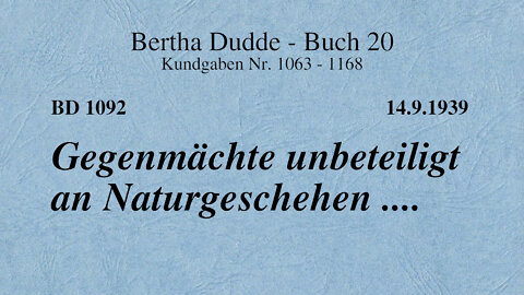 BD 1092 - GEGENMÄCHTE UNBETEILIGT AN NATURGESCHEHEN ....